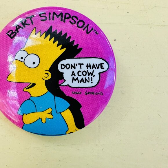 Vintage Simpson's Buttons, Bart Simpson, Homer Simpson, Novelty pin, NOS 1990s - Picture 3 of 4